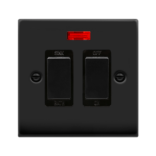 Click Deco 20A DP Sink Bath Switch with Neon Black Inserts VPxx024BK