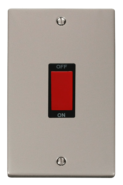 Click Deco 45A DP 2 Gang Switch Red Rocker Black Inserts VPxx202BK
