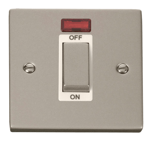 Click Deco 45A DP 1 Gang Switch with Neon White Inserts VPxx501WH