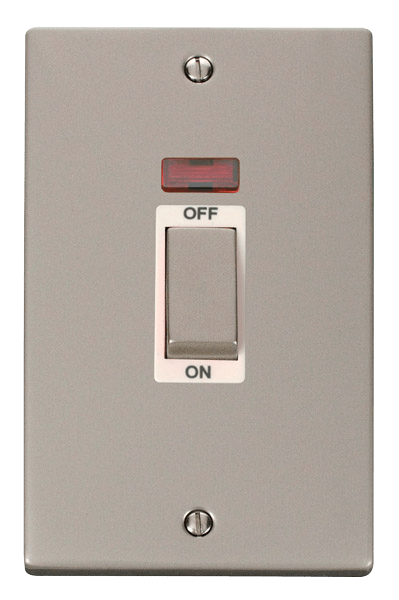 Click Deco 45A DP 2 Gang Switch with Neon White Inserts VPxx503WH
