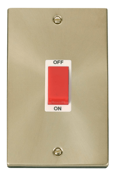 Click Deco 45A DP 2 Gang Switch Red Rocker White Inserts VPxx202WH