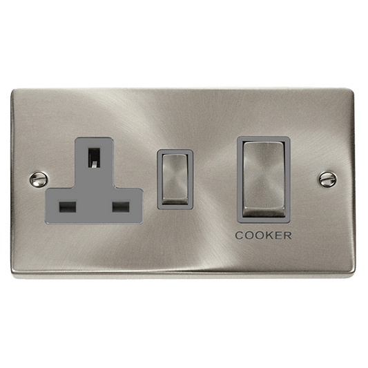 Click Deco 45A DP Switch with 13A DP Switched Socket Outlet Grey Inserts VPxx504GY