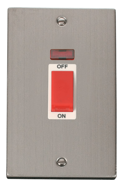 Click Deco 45A DP 2 Gang Switch Red Rocker with Neon White Inserts VPxx203WH