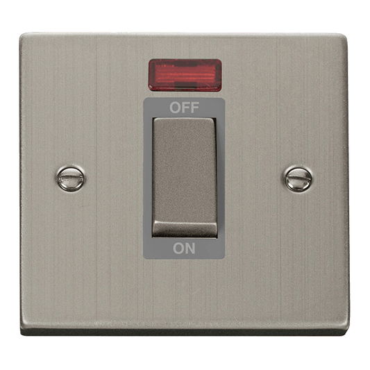 Click Deco 45A DP 1 Gang Switch with Neon Grey Inserts VPxx501GY