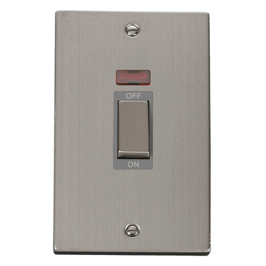 Click Deco 45A DP 2 Gang Switch with Neon Grey Inserts VPxx503GY