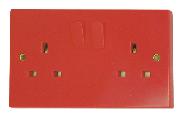 Click Essentials 13A 2 Gang DP Switched Red Socket with Clean Earth WA ...