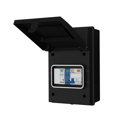 Live Electrical IP65 Black 5 Way Metal 40A DP C Curve RCBO & 20/40kA DP Surge Protection Device SPD EV Charging Unit AGU5-SNR/B