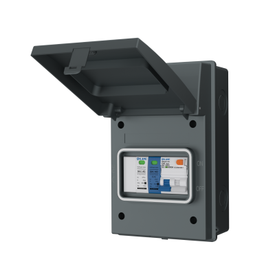 Live Electrical IP65 Grey 5 Way Metal 40A DP C Curve RCBO & 20/40kA DP Surge Protection Device SPD EV Charging Unit AGU5-SNR/G