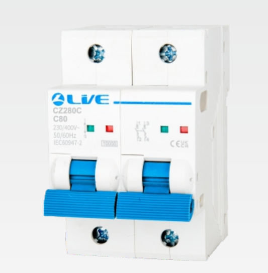 Live Electrical 80A 2 Pole B Curve 10kA MCB CZ280B
