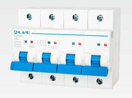Live Electrical 80A 4 Pole B Curve 10kA MCB CZ480B