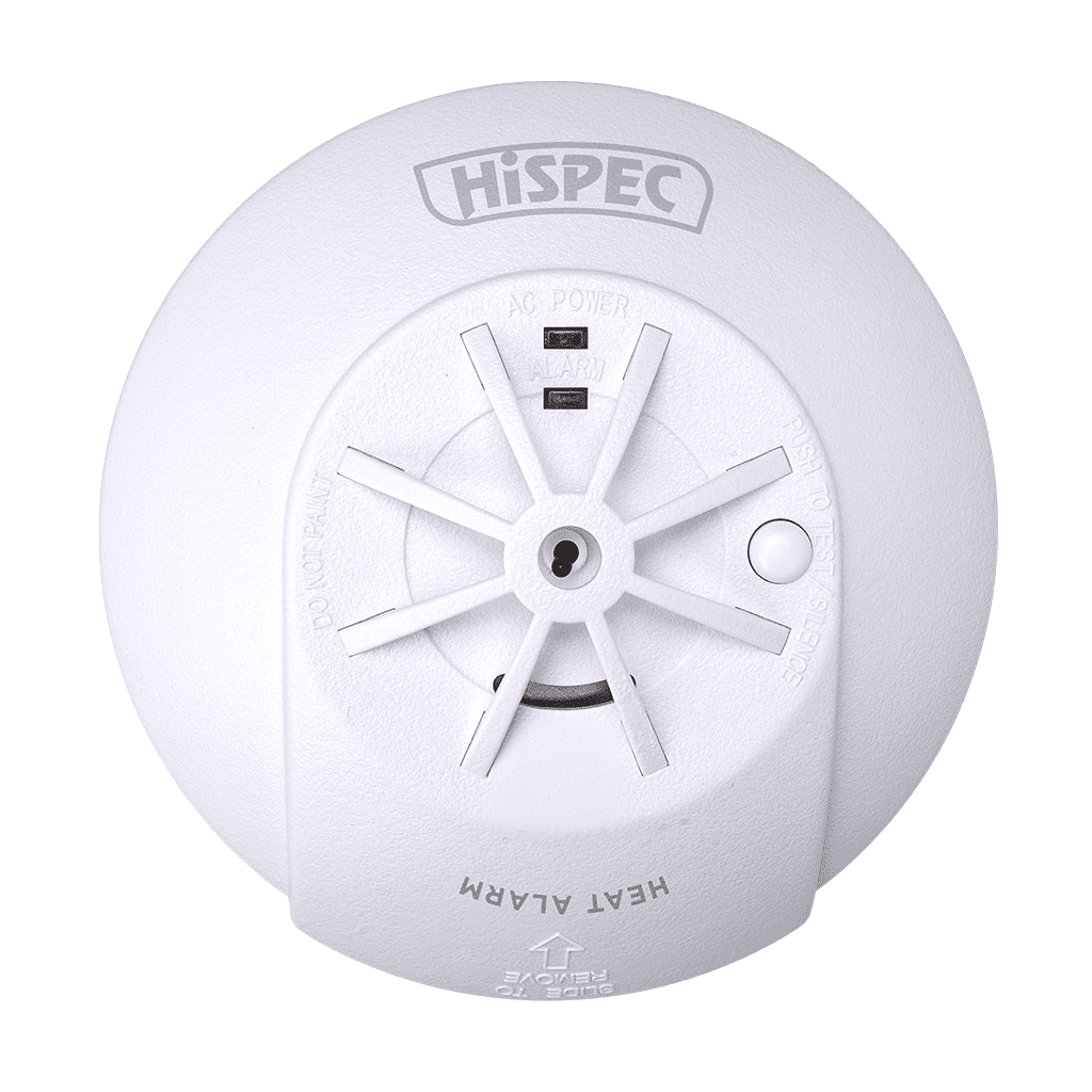 Hispec Interconnectable Fast Fix Mains Heat Detector with 9v Battery Backup HSSA/HE/FF